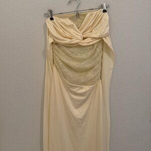 Peppermayo Strapless Cream Lace Dress